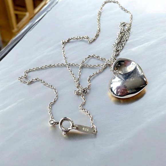 Tiffany & Co. Silver Folded Heart Necklace - Picture 2 of 7